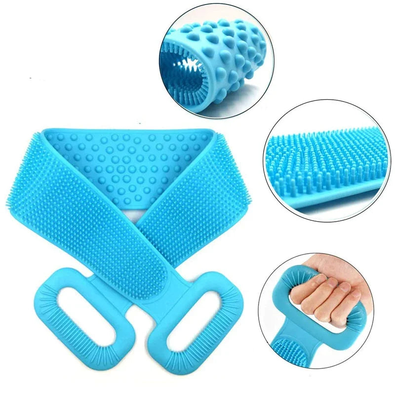 Cinta Escova de Banho Esponja de Silicone Massageadora Com Alças - BodySponge®